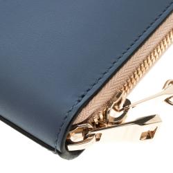 Chloe Stone Blue Leather Baylee Zip Around Wallet
