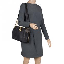 Pre Owned Chloe Black Python Lucy Shoulder Bag
