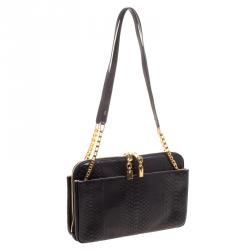 Pre Owned Chloe Black Python Lucy Shoulder Bag