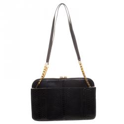 Pre Owned Chloe Black Python Lucy Shoulder Bag
