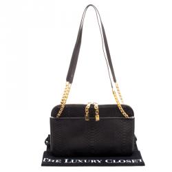 Pre Owned Chloe Black Python Lucy Shoulder Bag