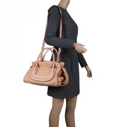 Pre Owned Chloe Beige Leather Medium Everston Satchel