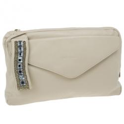 مملوكة مسبقًا Chloe Cream Leather Leonie Clutch