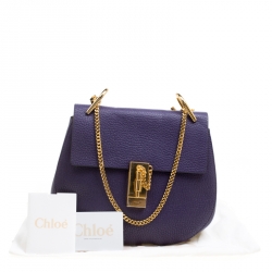 Pre Owned Chloe Storm Blue Leather Medium Drew Shoulder Bag