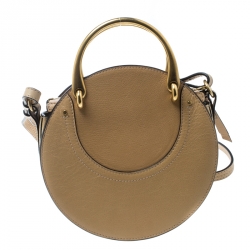 Pre Owned Chloe Beige Leather and Suede Small Pixie Round Shoulder Bag