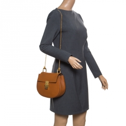 مملوكة مسبقًا Chloe Brown Leather Medium Drew Shoulder Bag
