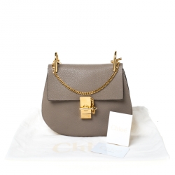 Pre Owned حقيبة كتف كلوي درو متوسطة جلد رصاصية