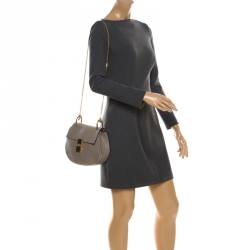 Pre Owned حقيبة كتف كلوي درو متوسطة جلد رصاصية