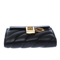 Pre Owned Chloe Black Quilted Leather Compact Drew Wallet