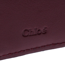 Pre Owned Chloe Burgundy Leather Drew Compact Wallet