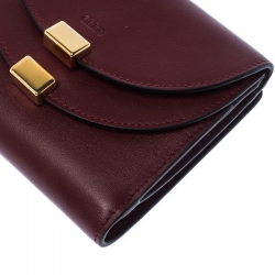 Pre Owned Chloe Burgundy Leather Drew Compact Wallet