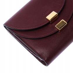 Pre Owned Chloe Burgundy Leather Drew Compact Wallet
