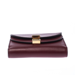 Pre Owned Chloe Burgundy Leather Drew Compact Wallet