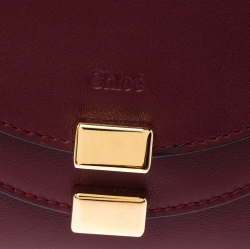 Pre Owned Chloe Burgundy Leather Drew Compact Wallet
