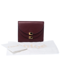 Pre Owned Chloe Burgundy Leather Drew Compact Wallet