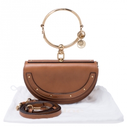 Pre Owned Chloe Tan Leather Small Nile Bracelet Minaudiere Crossbody Bag 