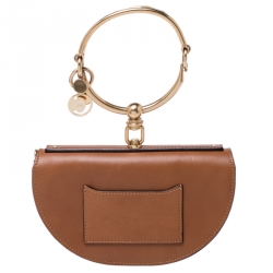 Pre Owned Chloe Tan Leather Small Nile Bracelet Minaudiere Crossbody Bag 