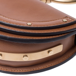 Pre Owned Chloe Tan Leather Small Nile Bracelet Minaudiere Crossbody Bag 