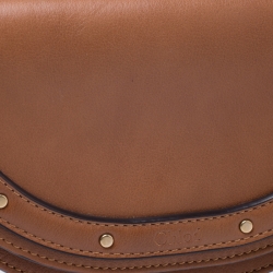 Pre Owned Chloe Tan Leather Small Nile Bracelet Minaudiere Crossbody Bag 