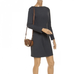 Pre Owned Chloe Tan Leather Small Nile Bracelet Minaudiere Crossbody Bag 