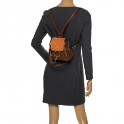 Pre Owned Chloe Tan/Orange Leather and Suede Faye Backpack