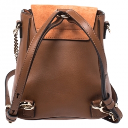 Pre Owned Chloe Tan/Orange Leather and Suede Faye Backpack