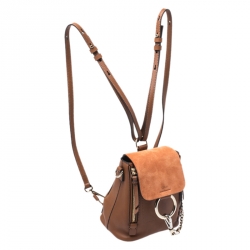 Pre Owned Chloe Tan/Orange Leather and Suede Faye Backpack