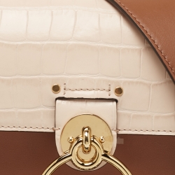 مملوكة مسبقًا Chloe Tri Color Croc Embossed, Suede and Leather Small Tess Shoulder Bag