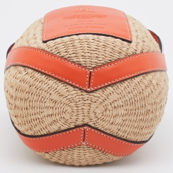 Pre Owned Chloe x Mifuku Orange/Beige Raffia and Leather Small Basket Bag