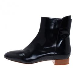 Pre Owned Chloe Black Patent Leather Ankle Boots Size 38.5