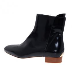 Pre Owned Chloe Black Patent Leather Ankle Boots Size 38.5