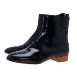 Pre Owned Chloe Black Patent Leather Ankle Boots Size 38.5