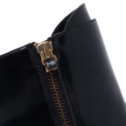 Pre Owned Chloe Black Patent Leather Ankle Boots Size 38.5