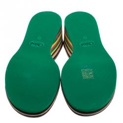 Pre Owned Chloe Multicolor Knotted Leather Jamaica Wedge Slides Size 40