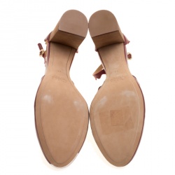 Pre Owned Chloe Burgundy Leather Lauren Scallop Trim Ankle Strap Block Heel Pumps Size 42