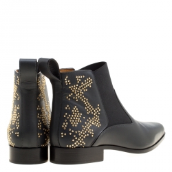 Pre Owned Chloe Black Leather Glamour Studded Chelsea Boots Size 39
