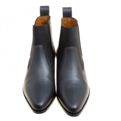 Pre Owned Chloe Black Leather Glamour Studded Chelsea Boots Size 39