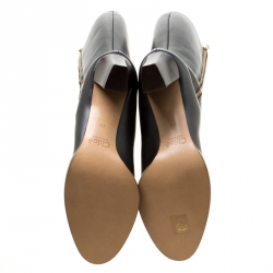 Pre Owned Chloe Black Leather Block Heel Knee High Boots Size 40