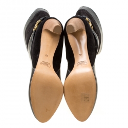 Pre Owned Chloe Black Suede and Leather Renna Block Heel Calf Boots Size 40