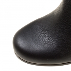 Pre Owned Chloe Black Leather Buckle Detail Knee Boots Size 38.5