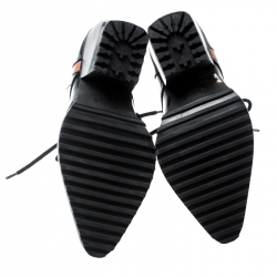 Chloé Black Leather Rylee Rubber Cap Toe Lace Up Ankle Boots Size 36