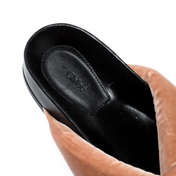 Pre Owned Chloe Beige Velvet Knotted Slip On Flats Slides Size 38