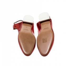 Pre Owned Chloe Metallic Red Ankle Strap Flat Sandals Size 39