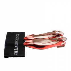 Pre Owned Chloe Metallic Red Ankle Strap Flat Sandals Size 39