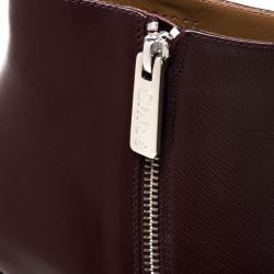 Pre Owned Chloé Burgundy Leather Rylee Pointed Toe Ankle Boots Size 42