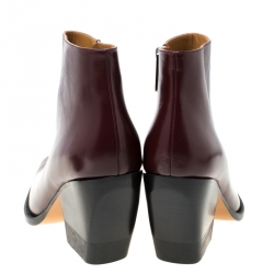 Pre Owned Chloé Burgundy Leather Rylee Pointed Toe Ankle Boots Size 42