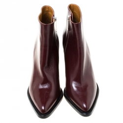 Pre Owned Chloé Burgundy Leather Rylee Pointed Toe Ankle Boots Size 42