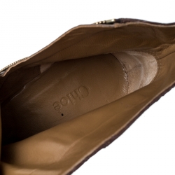 Pre Owned Chloe Brown Python Leather Susanna Embellished Ankle Boots Size 41