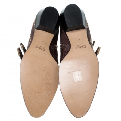 Pre Owned Chloe Brown Python Leather Susanna Embellished Ankle Boots Size 41