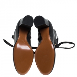 Pre Owned Chloe Black Leather Miles Lace Up Ankle Boots Size 39